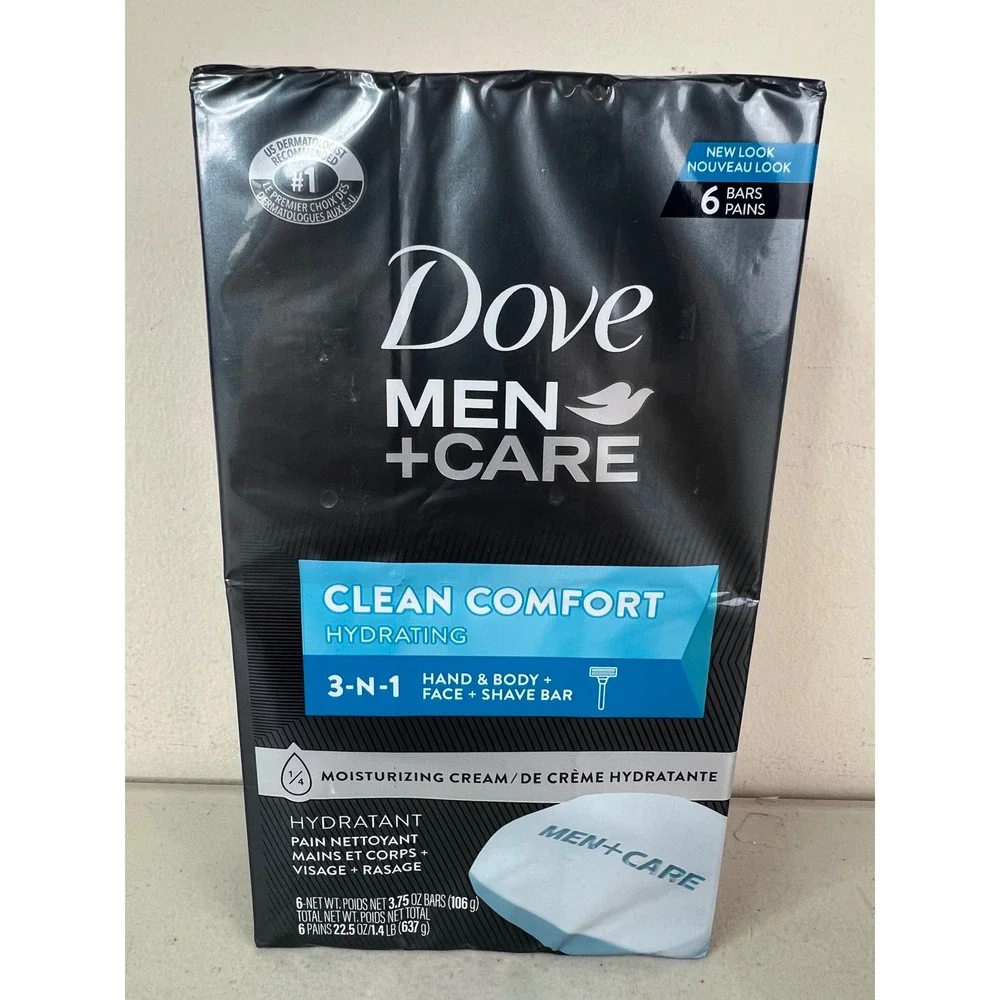 NEW Dove Men+Care Clean Comfort 3-in-1 Hand Body Face Bar Soap 6 Count 3.75oz